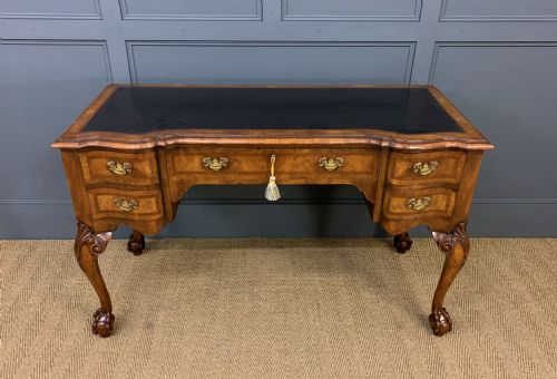 Serpentine Fronted Burr Walnut Writing Desk