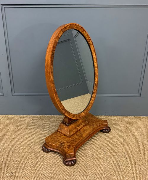 Early Victorian Burr Walnut Toilet Mirror