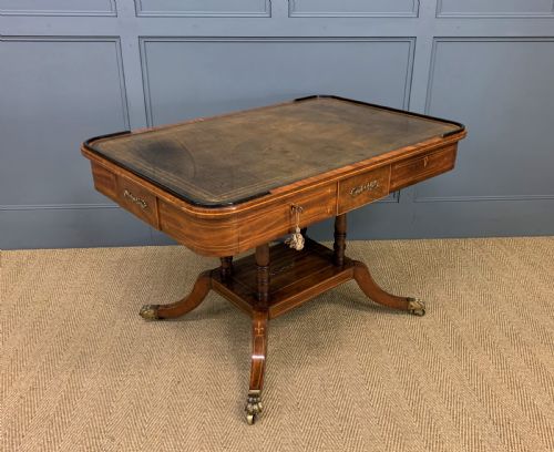 Fine Regency Inlaid Mahogany Library Table