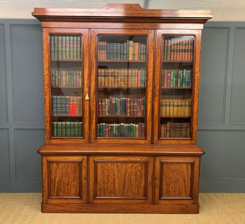 Fine Quality Victorian Figured Mahogany Library Bookcase
