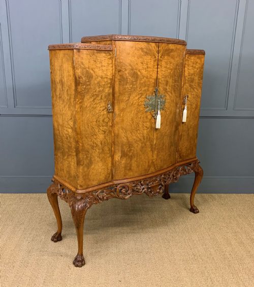 Large Burr Walnut Cocktail Cabinet