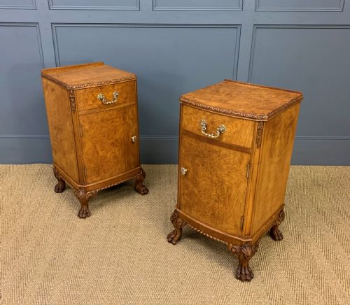 Pair of Burr Walnut Bedside Cupboards