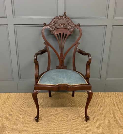 Victorian Carved Mahogany Armchair