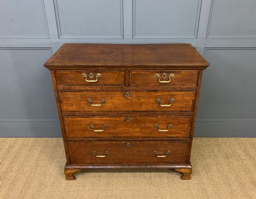 Georgian Cross Banded Oak Chest of Drawers