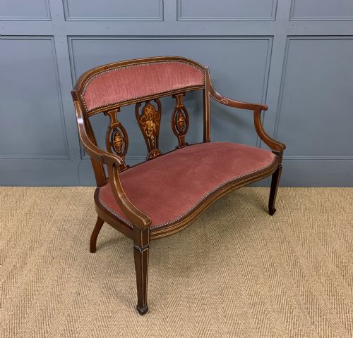 Edwardian Inlaid Mahogany Settee