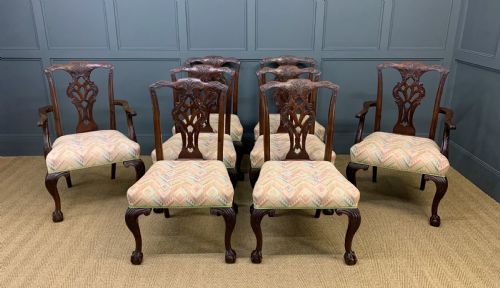Set of 8 Chippendale Style Mahogany Dining Chairs