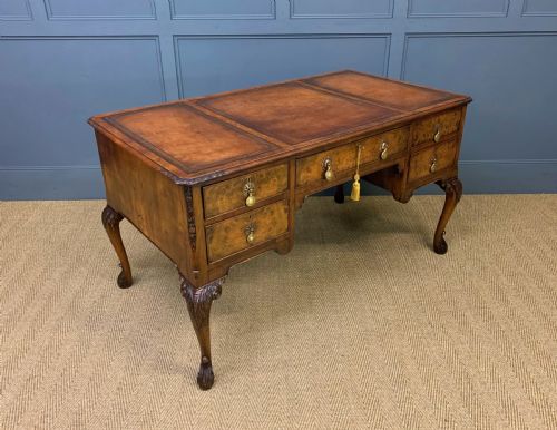 Queen Anne Style Burr Walnut Writing Desk