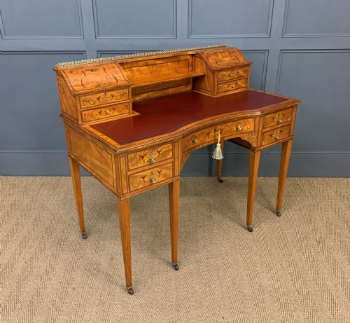 Inlaid Satinwood Carlton House Desk by Jas Shoolbred
