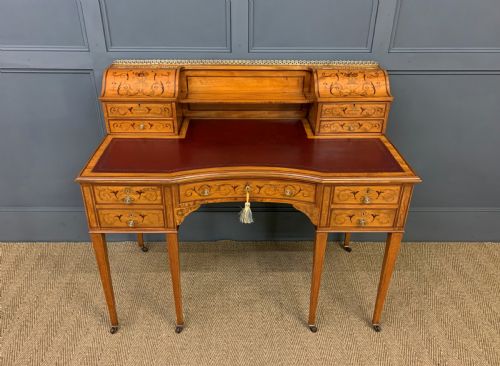 fig 1. Inlaid Satinwood Carlton House Desk by Jas Shoolbred