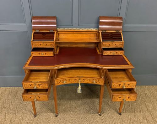 fig 2. Inlaid Satinwood Carlton House Desk by Jas Shoolbred