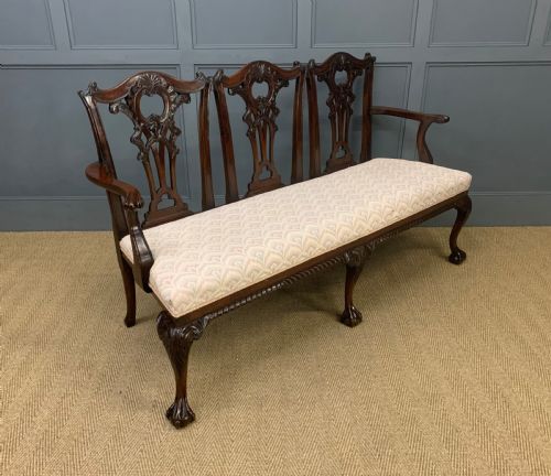 Mahogany Chippendale Style Triple Chair Back Settee