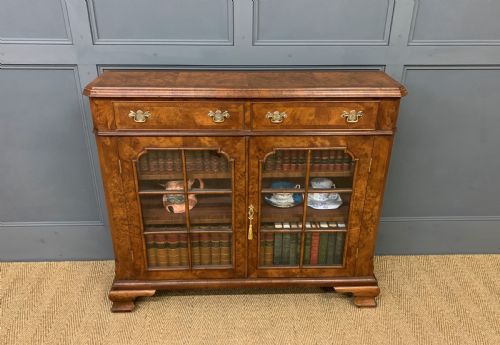 Burr Walnut Bookcase or Side Cabinet
