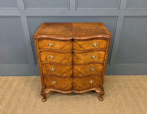 Waring and Gillow Burr Walnut Serpentine Chest of Drawers