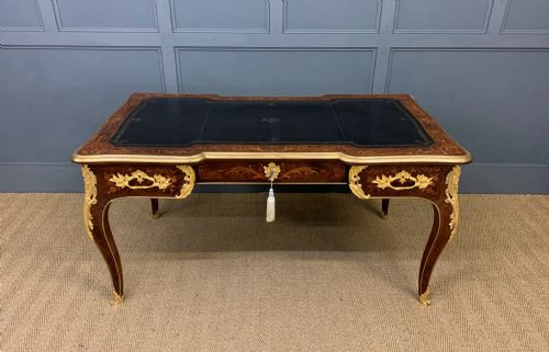 Large French Marquetry Rosewood Bureau Plat