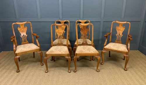 fig 1. Burr Walnut Dining Suite by Maple and Co