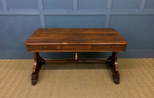 William IV Rosewood 3 Drawer Library Table