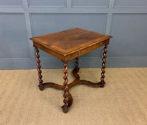 William and Mary Style Burr Walnut Lamp Table