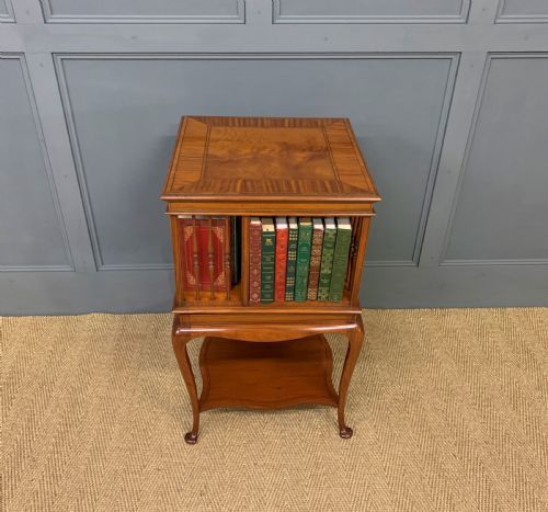 Edwardian Inlaid Satinwood Revolving Bookcase