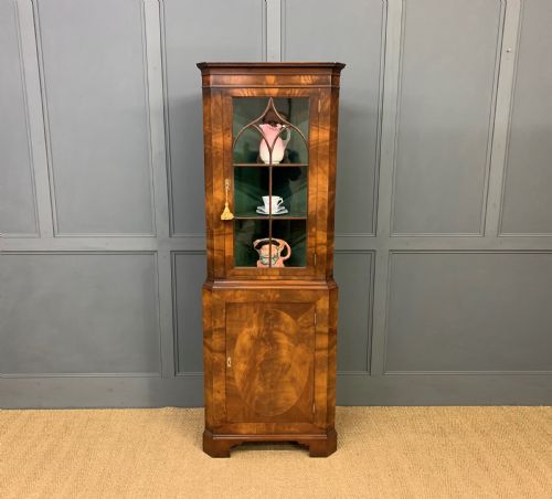 Burr Walnut Corner Cabinet