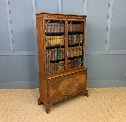 Burr Walnut Bookcase by Jas Shoolbred