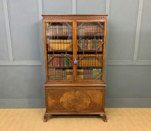 fig 3. Burr Walnut Bookcase by Jas Shoolbred