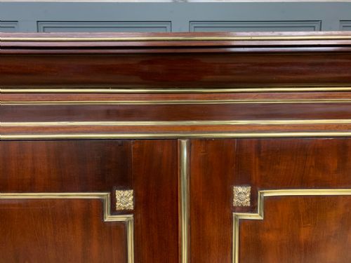 fig 1. Early 19th Century Brass Mounted Flame Mahogany Linen Press