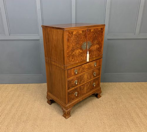 Burr Walnut Linen Press