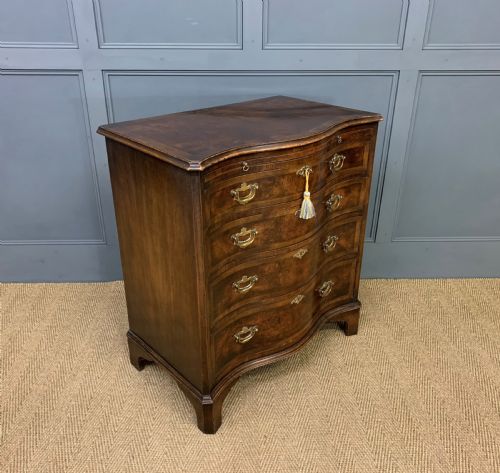 Burr Walnut Serpentine Fronted Bachelors Chest of Drawers