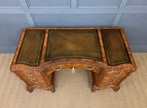 fig 1. Burr Walnut Pedestal Desk by Maple and Co