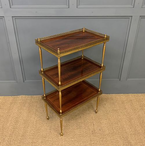 Inlaid Mahogany and Brass 3 Tier Etagere