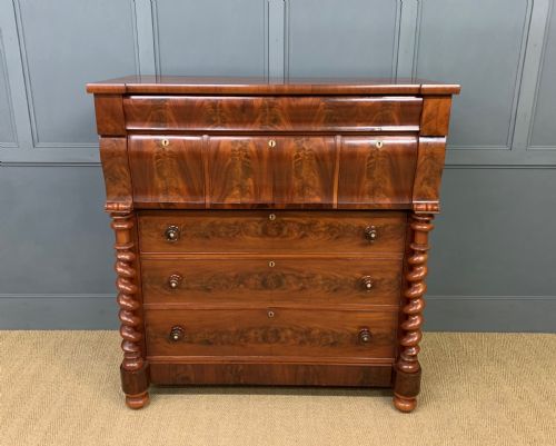 Victorian Flame Mahogany Scotch Chest of Drawers