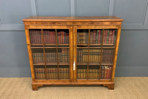 Burr Walnut Glazed Bookcase