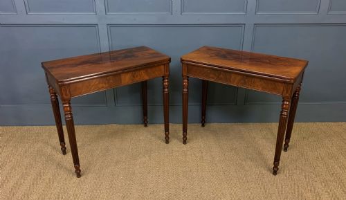 Pair of 19th Century Flame Mahogany Card Tables