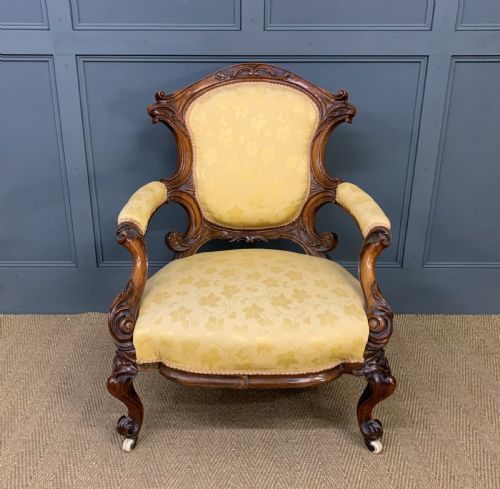 Victorian Upholstered Walnut Armchair