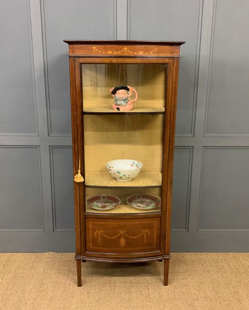 Inlaid Mahogany Bow Fronted Display Cabinet