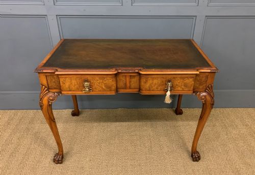 Queen Anne Style Burr Walnut Writing Table