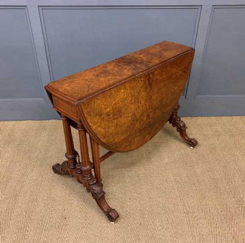 Large Victorian Burr Walnut Sutherland Table