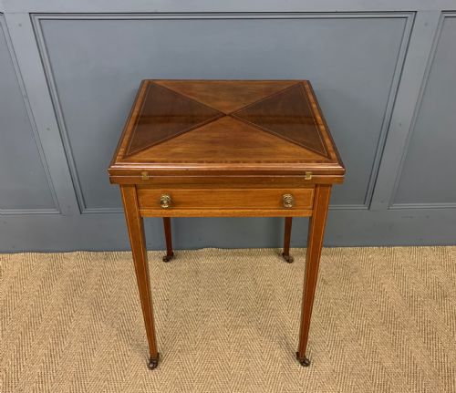 Edwardian Inlaid Mahogany Envelope Card Table