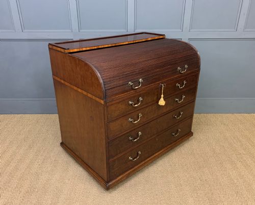 Georgian Mahogany Double Sided Tambour Roll Top Desk