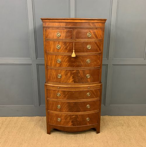 Flame Mahogany Bow Fronted Chest on Chest