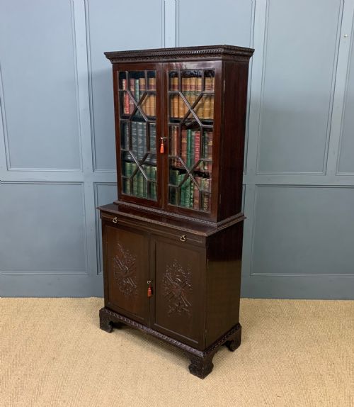 19th Century Carved Mahogany Bookcase