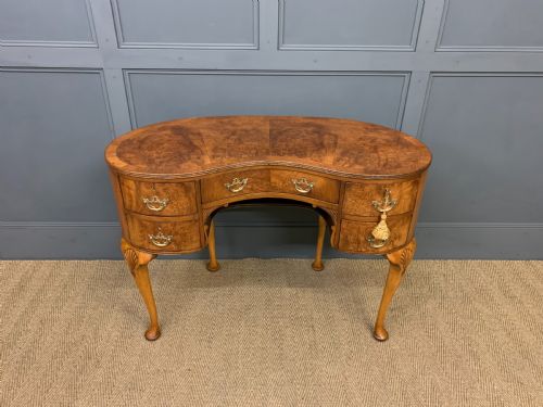 Burr Walnut Kidney Shaped Table