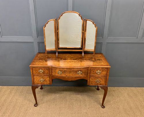 Queen Anne Style Burr Walnut Dressing Table