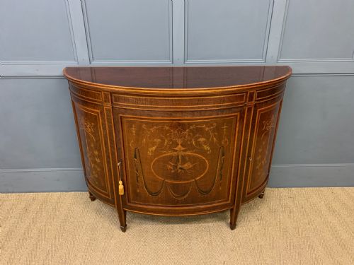 Inlaid Mahogany Demi Lune Commode by Druce and Co.