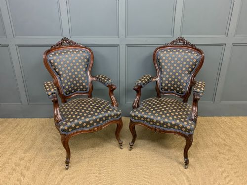 Pair of 19th Century French Rosewood Armchairs