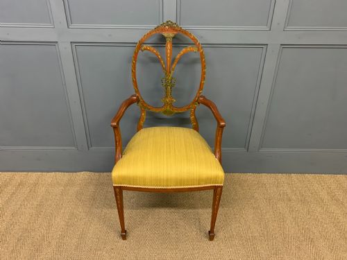 Painted Satinwood Armchair by Jas Shoolbred