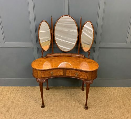 Kidney Shaped Burr Walnut Dressing Table