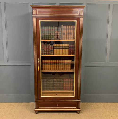 French Mahogany Brass Inlaid Bookcase