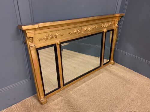Regency Triple Plate Gilt Overmantle Mirror