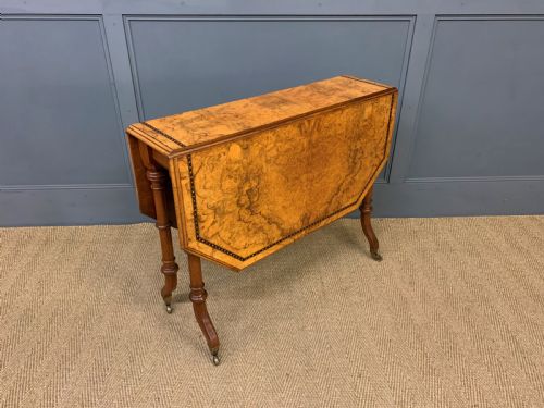 Victorian Inlaid Burr Walnut Sutherland Table